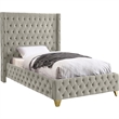 Meridian Furniture Savan Cream Velvet Twin Bed
