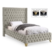 Meridian Furniture Savan Cream Velvet Twin Bed