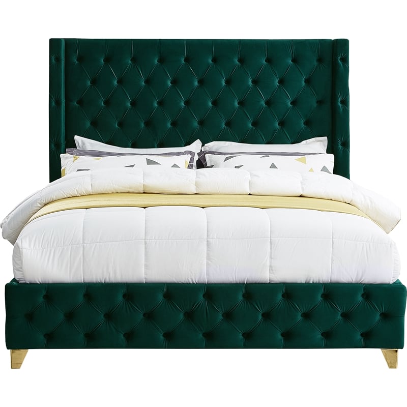 Meridian Furniture Savan Green Velvet King Bed