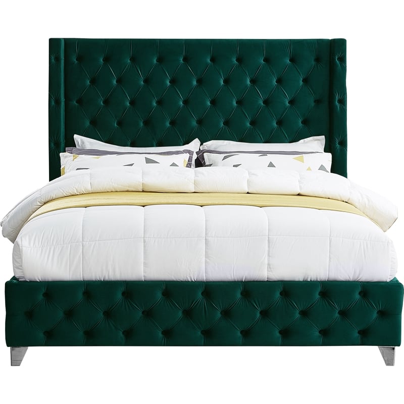 Meridian Furniture Savan Green Velvet King Bed