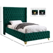Meridian Furniture Savan Green Velvet Twin Bed