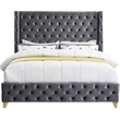 Meridian Furniture Savan Gray Velvet Full Bed