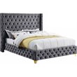 Meridian Furniture Savan Gray Velvet Full Bed