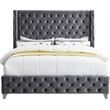 Meridian Furniture Savan Gray Velvet King Bed