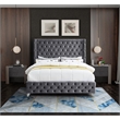 Meridian Furniture Savan Gray Velvet King Bed