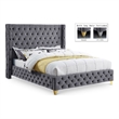 Meridian Furniture Savan Gray Velvet Queen Bed