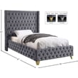 Meridian Furniture Savan Gray Velvet Twin Bed