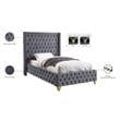 Meridian Furniture Savan Gray Velvet Twin Bed