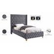 Meridian Furniture Savan Gray Velvet Twin Bed