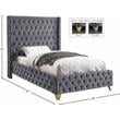 Meridian Furniture Savan Gray Velvet Twin Bed