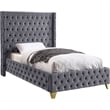 Meridian Furniture Savan Gray Velvet Twin Bed