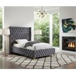 Meridian Furniture Savan Gray Velvet Twin Bed