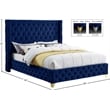 Meridian Furniture Savan Navy Velvet King Bed