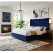 Meridian Furniture Savan Navy Velvet King Bed