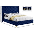 Meridian Furniture Savan Navy Velvet Queen Bed