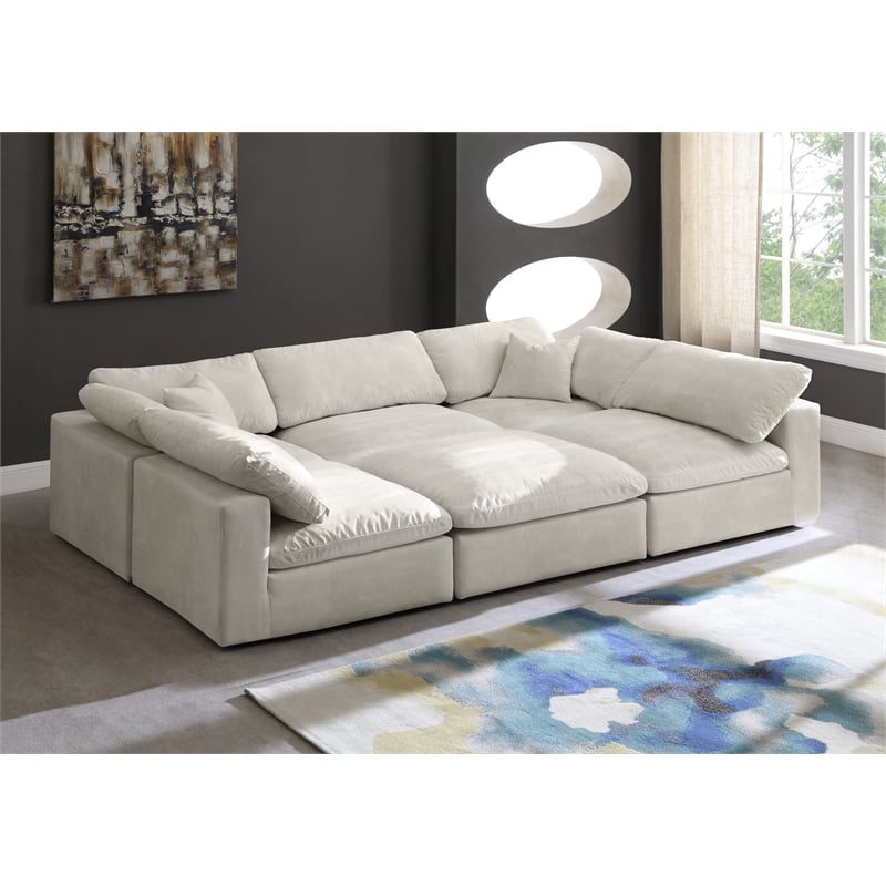 Meridian Furniture Cozy Cream Velvet Modular Sectional