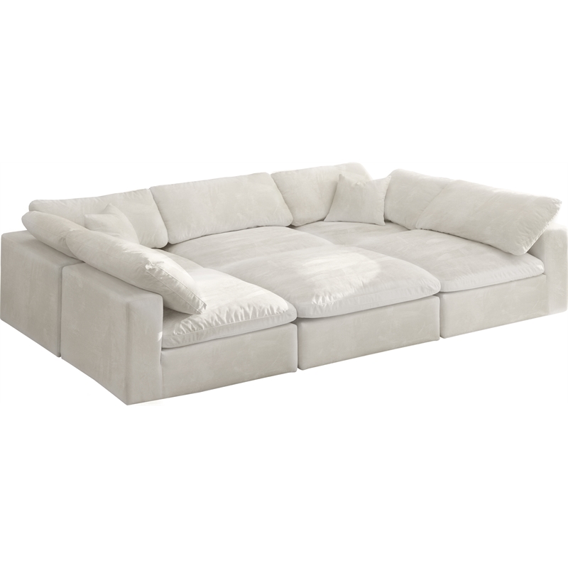 Meridian Furniture Cozy Cream Velvet Modular Sectional