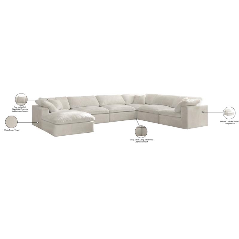 Meridian Furniture Cozy Cream Velvet Modular Sectional