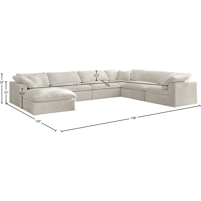 Meridian Furniture Cozy Cream Velvet Modular Sectional