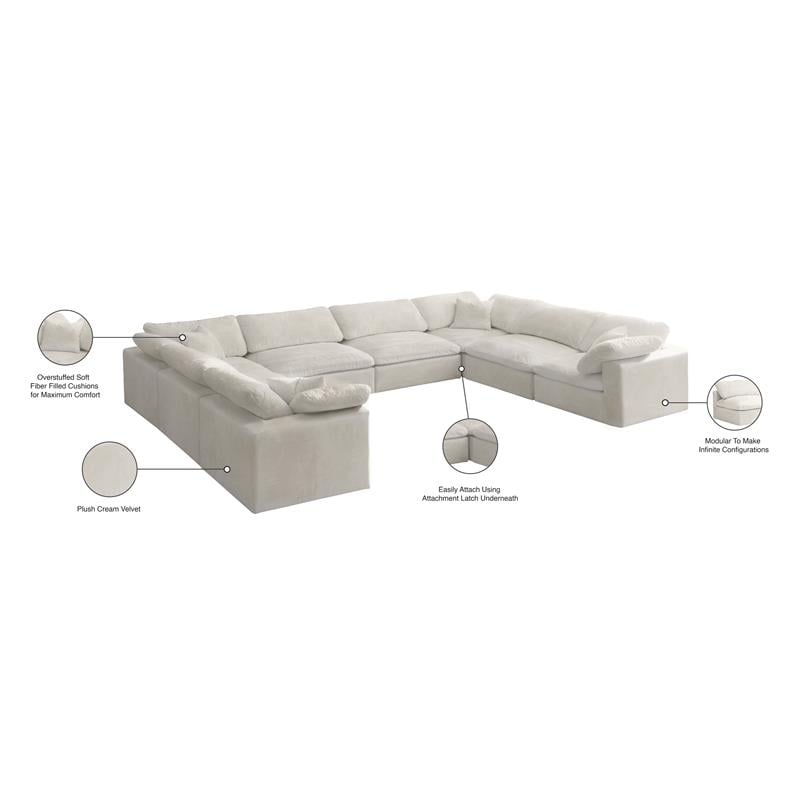 Meridian Furniture Cozy Cream Velvet Modular Sectional