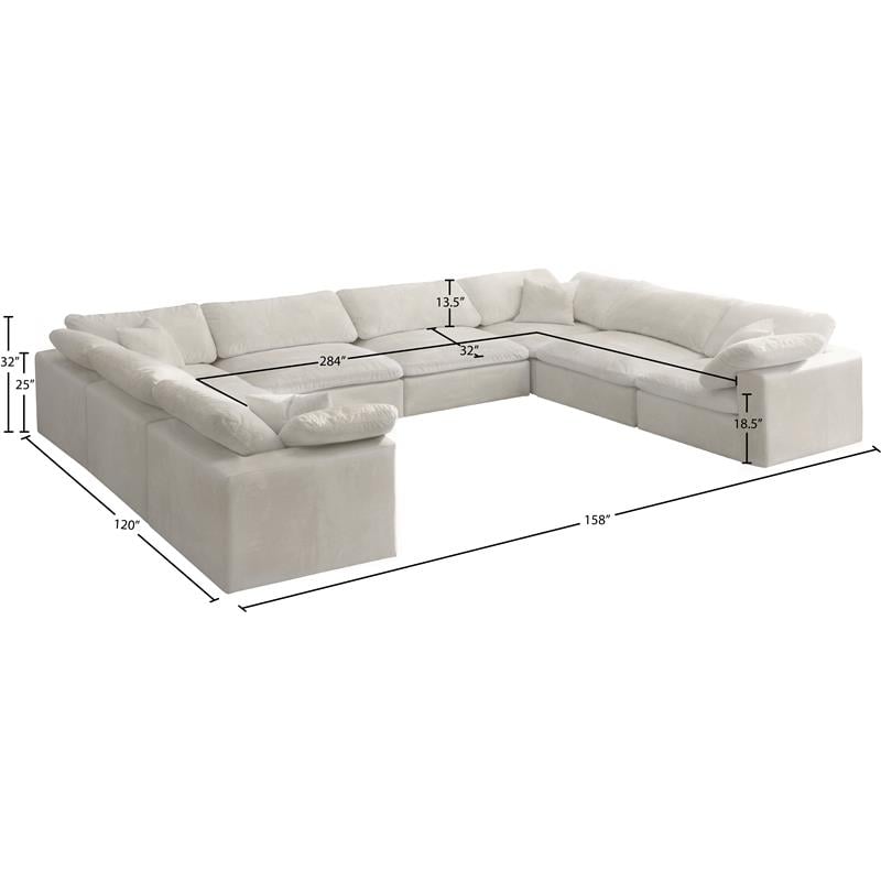 Meridian Furniture Cozy Cream Velvet Modular Sectional