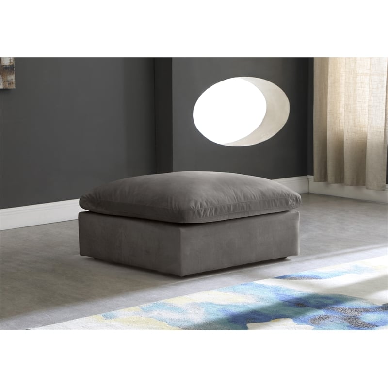Meridian Furniture Cozy Gray Velvet Modular Ottoman