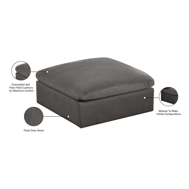 Meridian Furniture Cozy Gray Velvet Modular Ottoman
