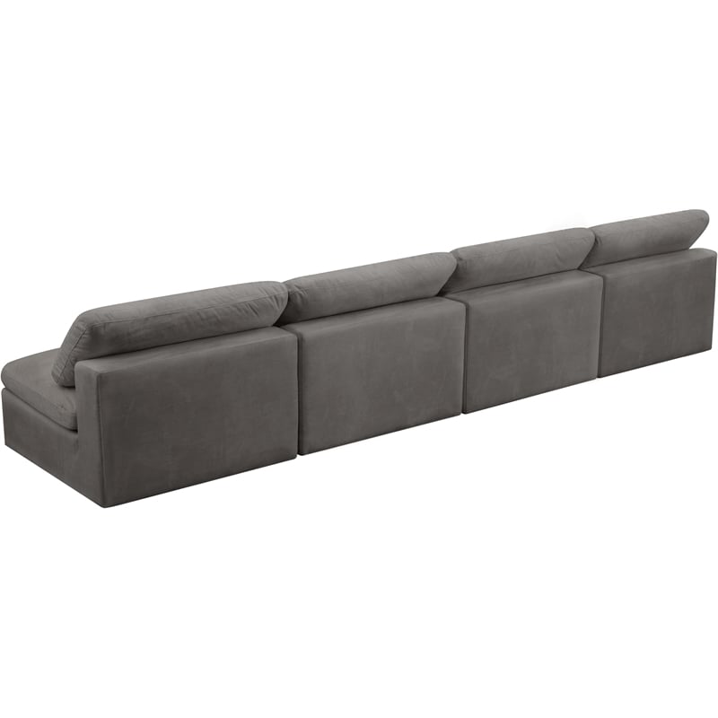 Meridian Furniture Cozy Gray Velvet Modular 4 Piece Armless Sofa