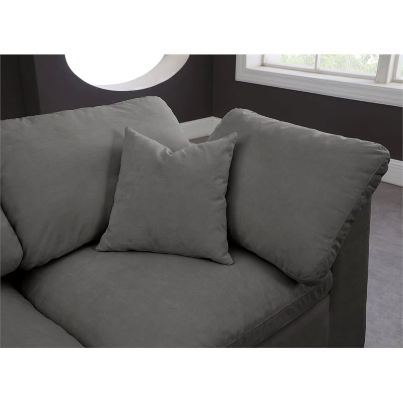Meridian Furniture Cozy Gray Velvet Modular 4 Piece Armless Sofa