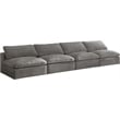 Meridian Furniture Cozy Gray Velvet Modular 4 Piece Armless Sofa