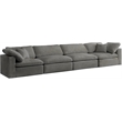 Meridian Furniture Cozy Gray Velvet Modular 4 Piece Sofa