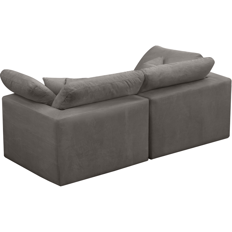 Meridian Furniture Cozy Gray Velvet Modular 2 Piece Loveseat
