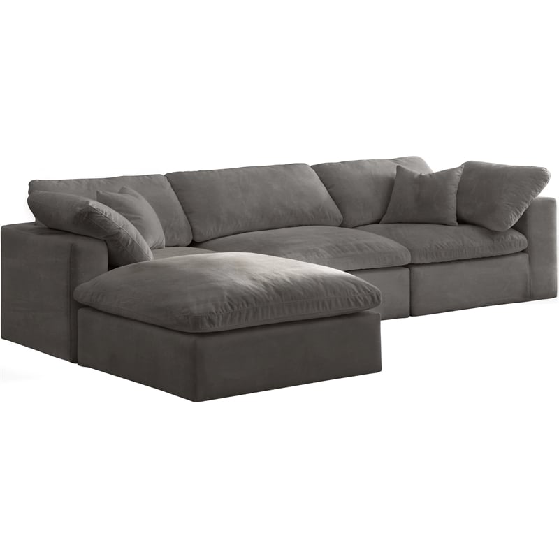 Meridian Furniture Cozy Gray Velvet Modular Sectional