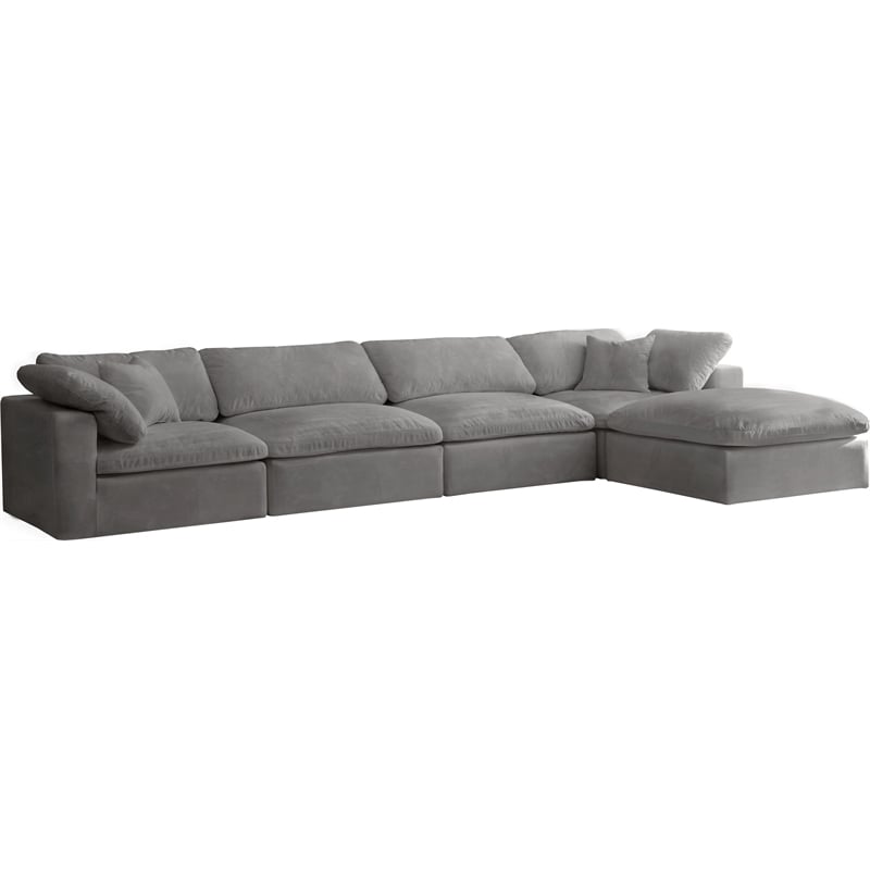 Meridian Furniture Cozy Gray Velvet Modular Sectional