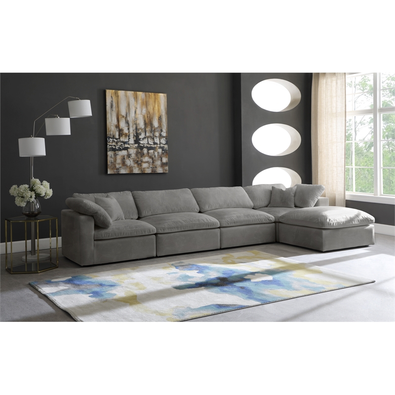 Meridian Furniture Cozy Gray Velvet Modular Sectional