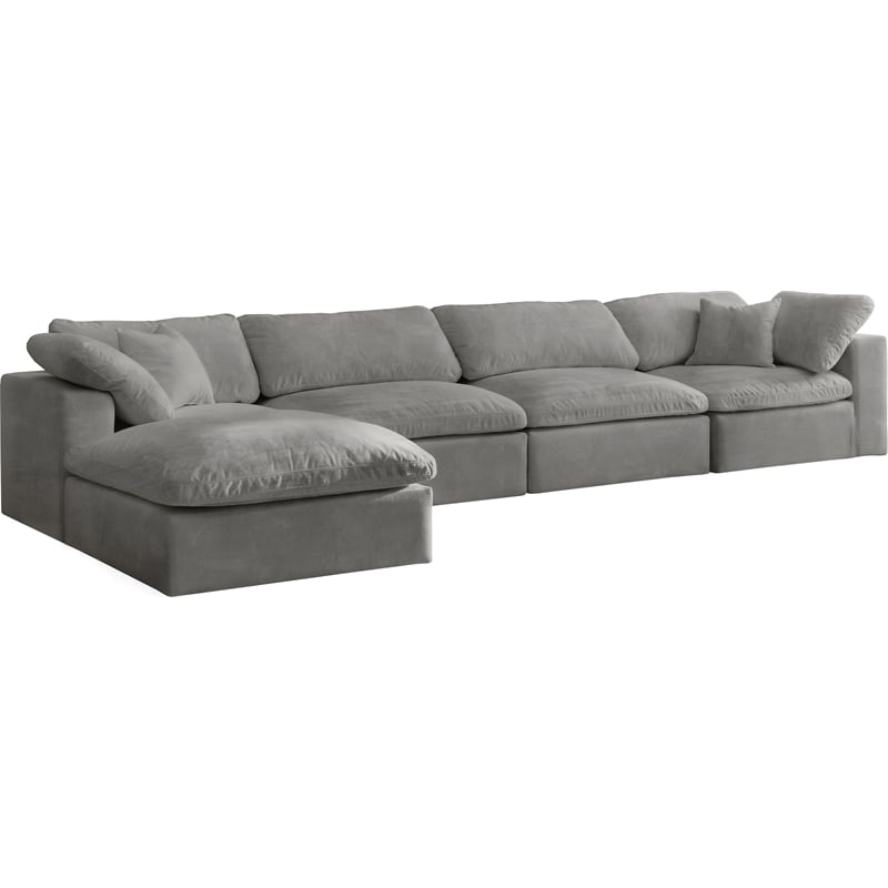 Meridian Furniture Cozy Gray Velvet Modular Sectional