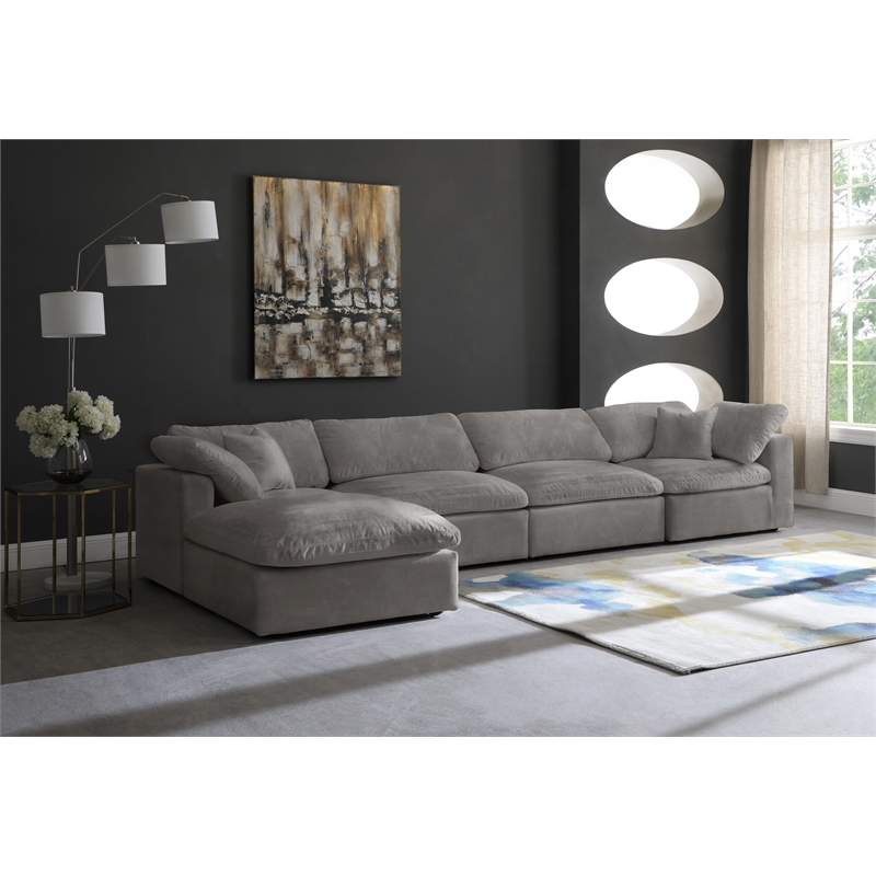 Meridian Furniture Cozy Gray Velvet Modular Sectional
