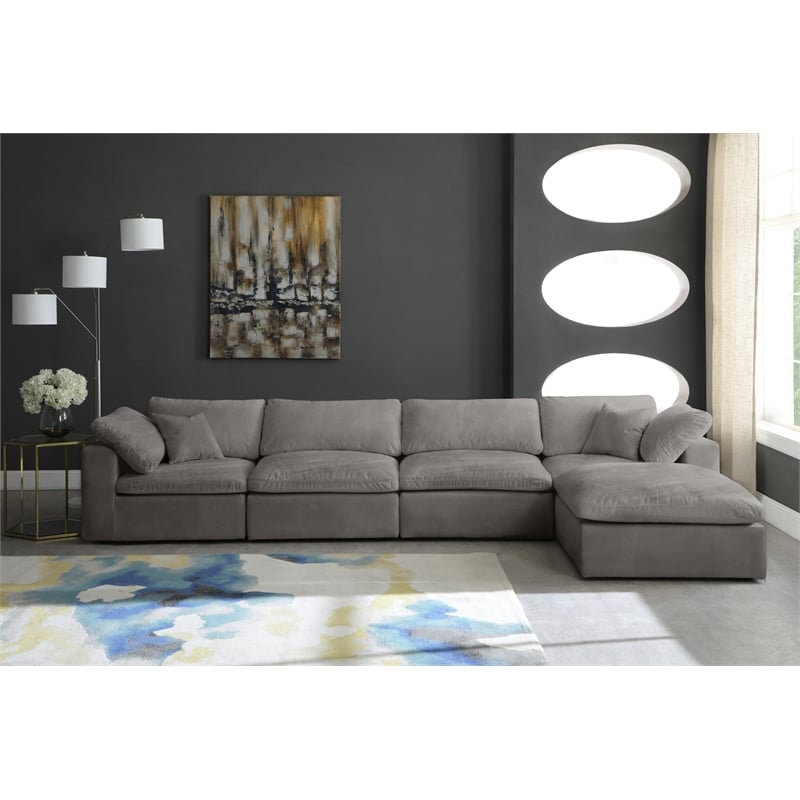 Meridian Furniture Cozy Gray Velvet Modular Sectional