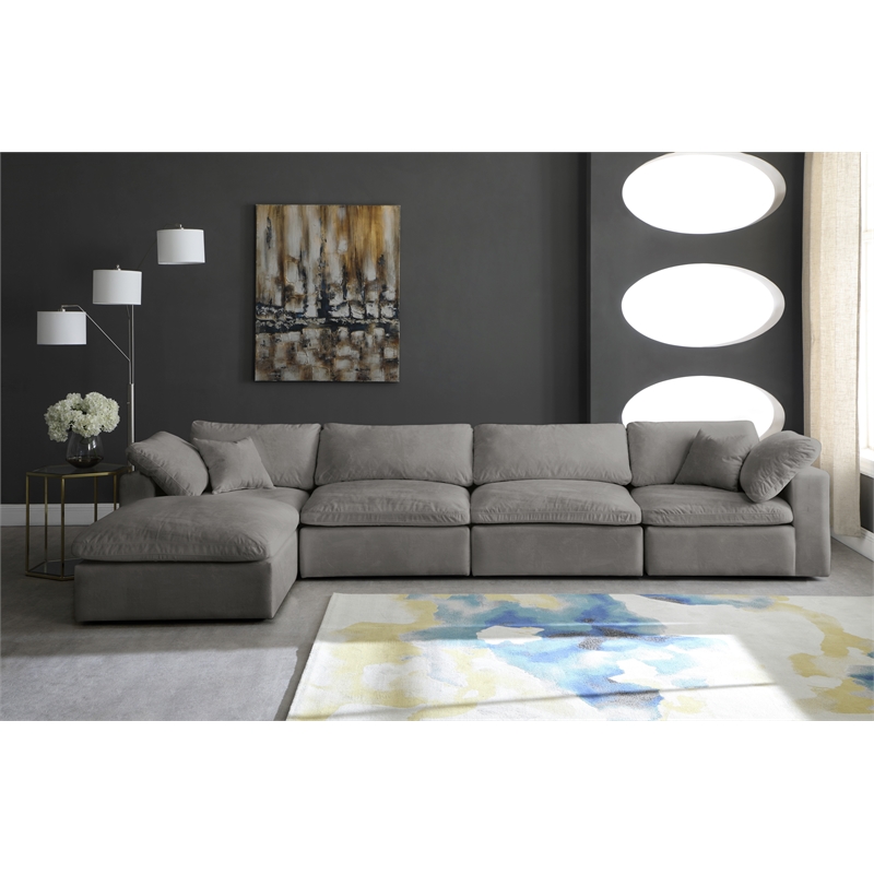 Meridian Furniture Cozy Gray Velvet Modular Sectional