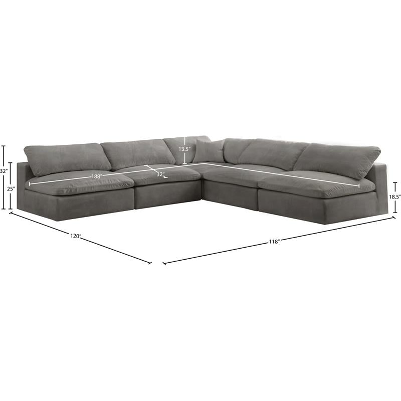 Meridian Furniture Cozy Gray Velvet Modular Sectional