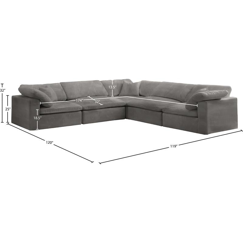 Meridian Furniture Cozy Gray Velvet Modular Sectional