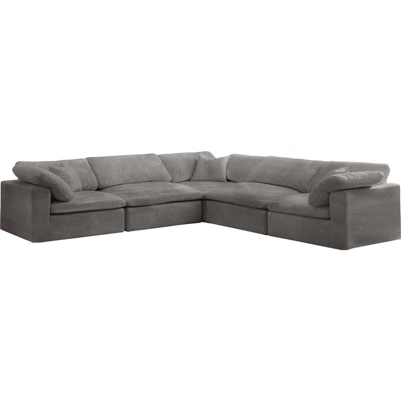 Meridian Furniture Cozy Gray Velvet Modular Sectional