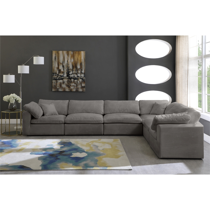 Meridian Furniture Cozy Gray Velvet Modular Sectional