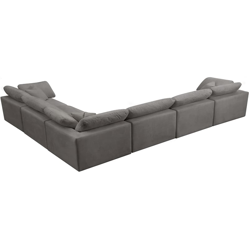 Meridian Furniture Cozy Gray Velvet Modular Sectional
