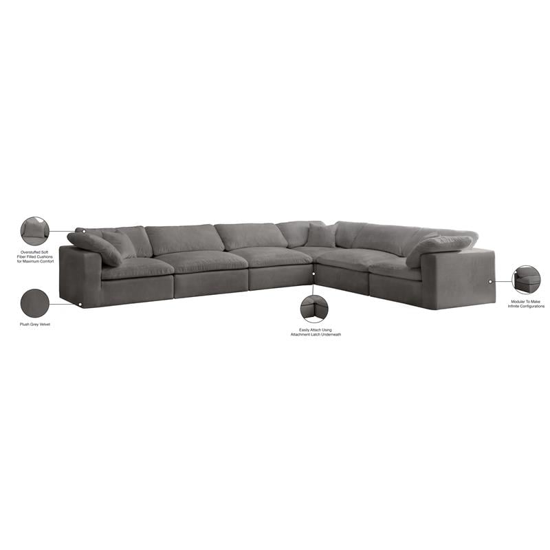 Meridian Furniture Cozy Gray Velvet Modular Sectional