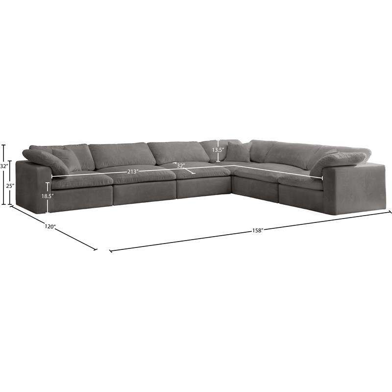 Meridian Furniture Cozy Gray Velvet Modular Sectional