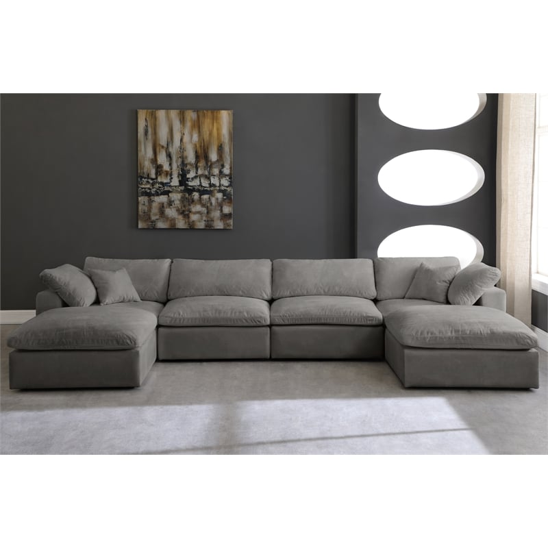 Meridian Furniture Cozy Gray Velvet Modular Sectional