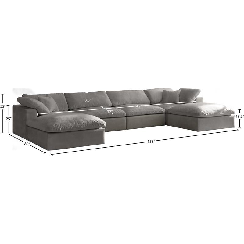 Meridian Furniture Cozy Gray Velvet Modular Sectional