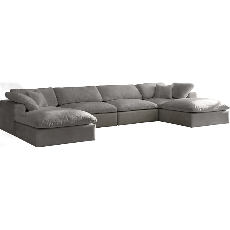 Meridian Furniture Cozy Gray Velvet Modular Sectional