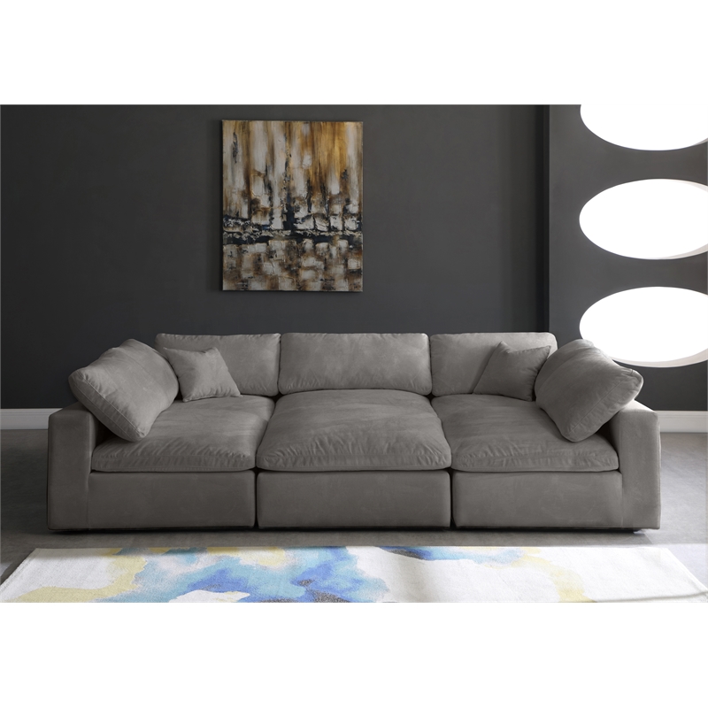Meridian Furniture Cozy Gray Velvet Modular Sectional